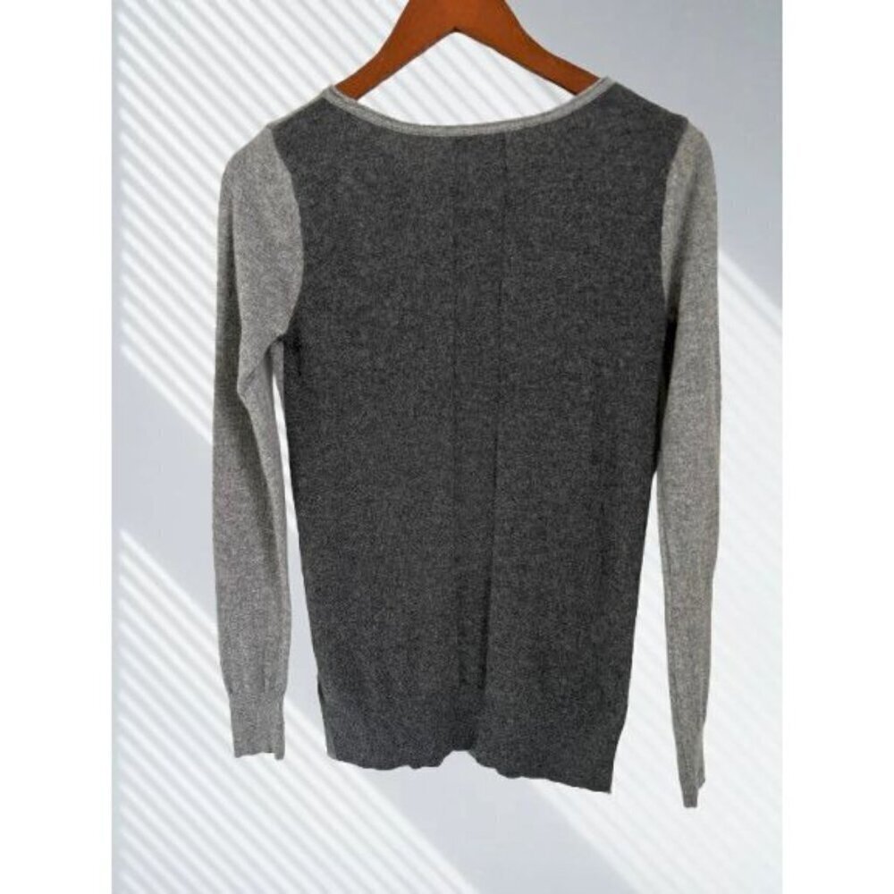 Club Monaco Womens 100% Cashmere Crewneck Color-block Sweater Grey Long Sleeve X - Picture 5 of 7